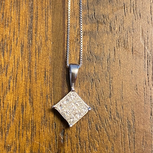 Diamond Necklace - 1/2 CTW, 9 Stone Pendant - Picture 3 of 7